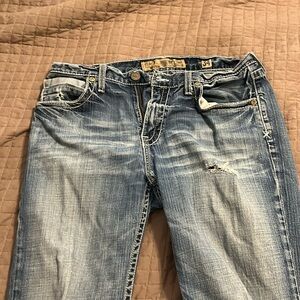 Cleaning out closet 34x32 BKE Tyler used jeans with holes.